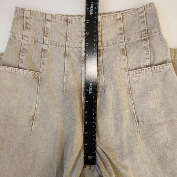 Free People We The Free Midnight City Wide Leg Jeans 26 Beige High Rise Pleated - Picture 5 of 11